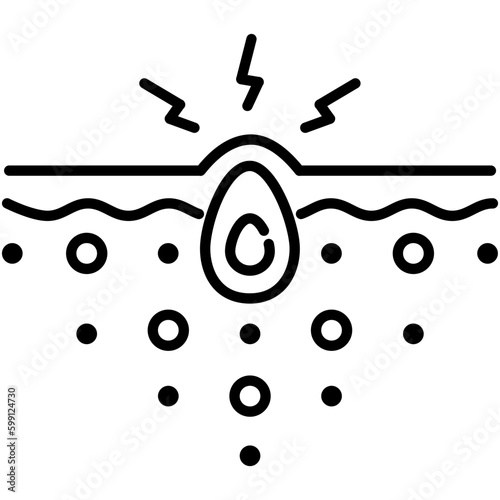 Acne Icon. Layer Pore Inflammation Symbol. Line Icon Vector Stock