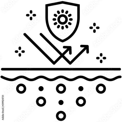 uv protection icon. sun radiation shield symbol. line icon vector stock