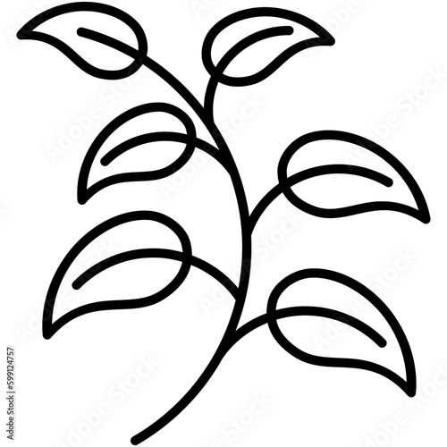 herb icon. tea leaves harvest symbol. line icon vector stock