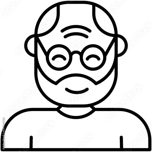 Grandfather Icon. Old People Man Symbol. Line Icon Vector Stock