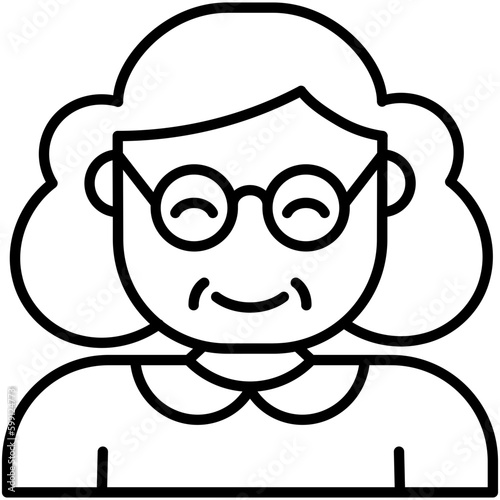 grandmother icon. old people woman symbol. line icon vector stock