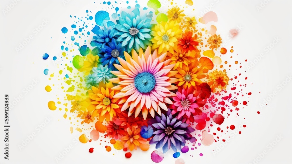 Abstract background with colorful flowers. Generative AI