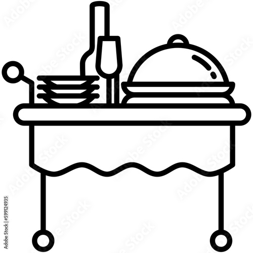 catering icon. restaurant food stroller symbol. line icon vector stock