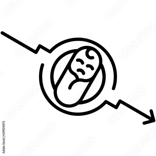 Low Birth Rate Icon. Loss Birthrate Population Symbol. Line Icon Vector Stock