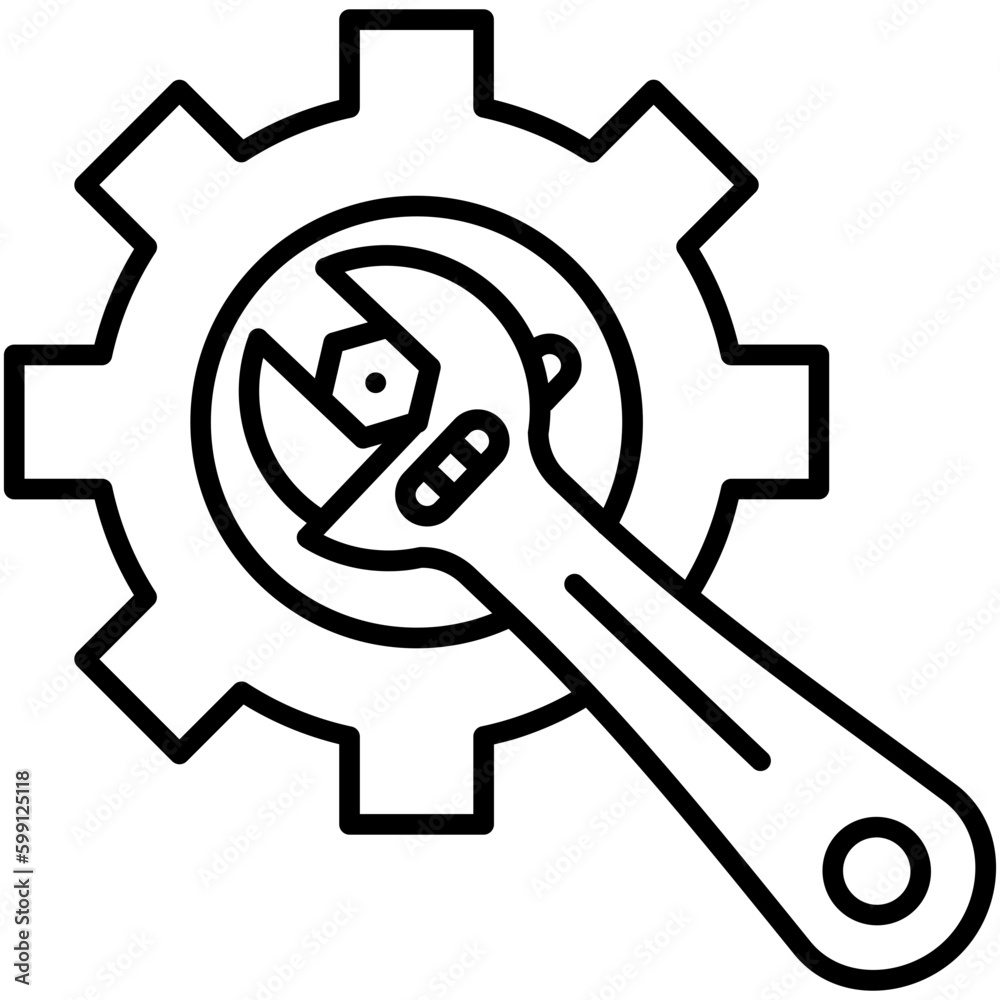 Wrench Icon. Carpenter Tool Building Symbol. Line Icon Vector Stock Wrench Icon. Carpenter Tool Building Symbol. Line Icon Vector Stock