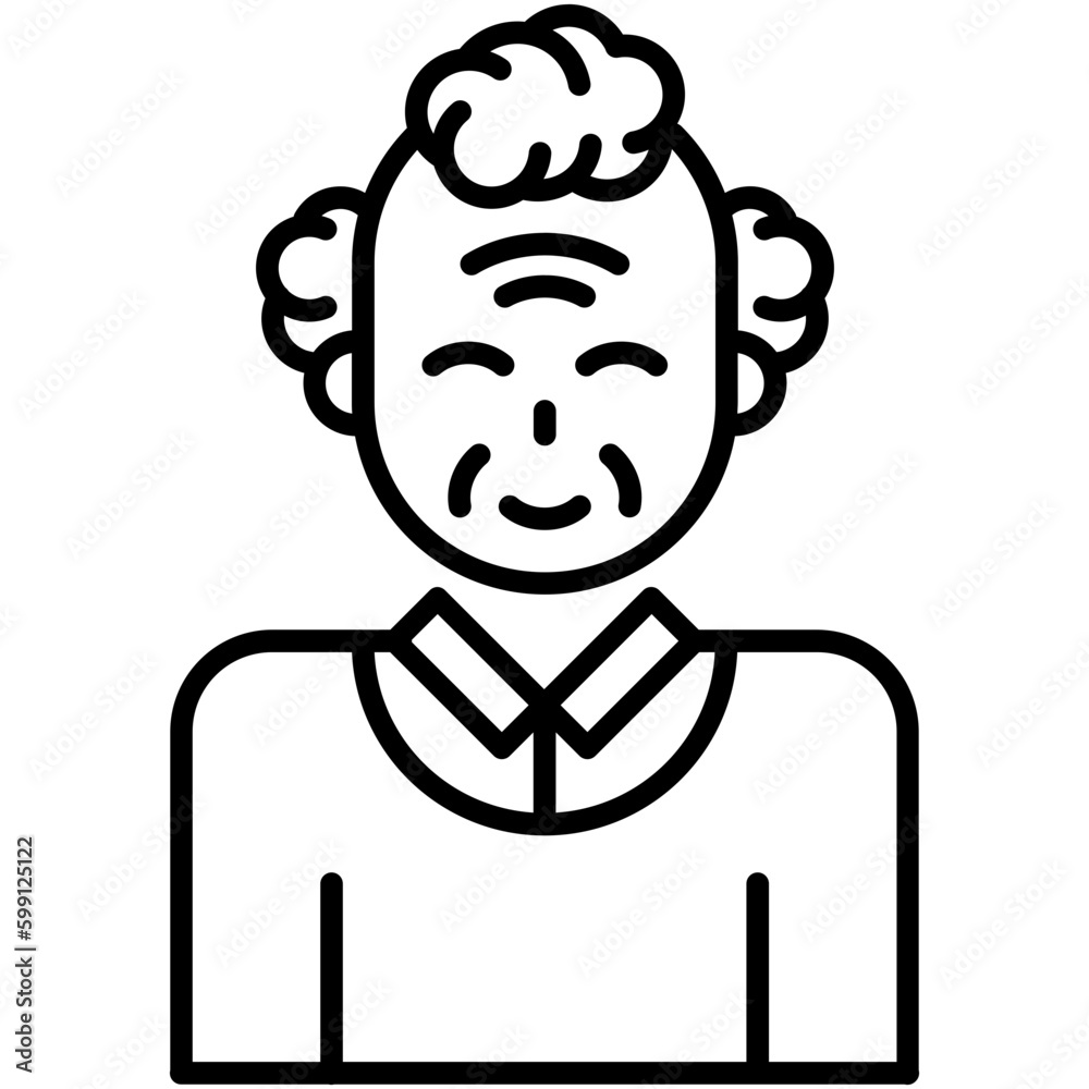 Grandfather Icon. Old People Man Symbol. Line Icon Vector Stock