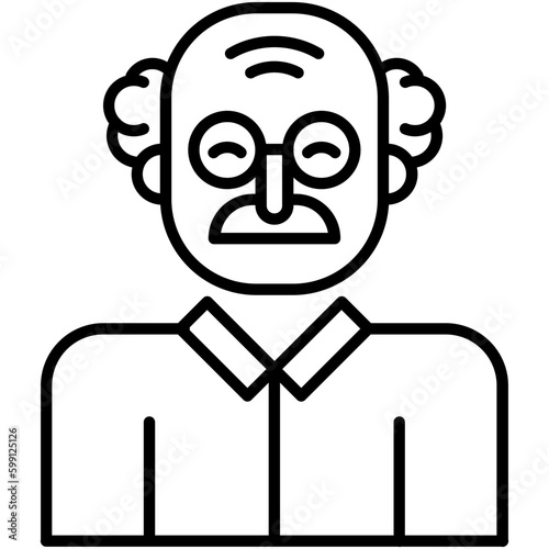 Grandfather Icon. Old People Man Symbol. Line Icon Vector Stock