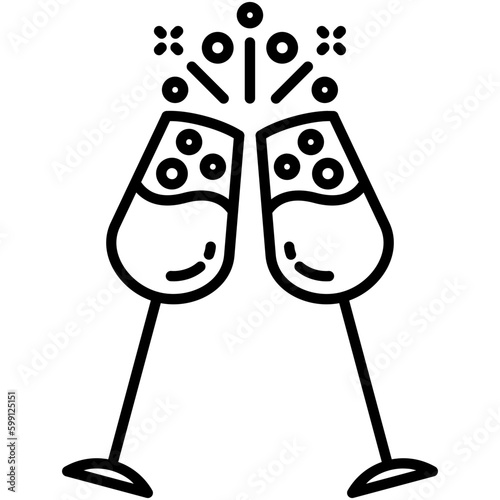 champagne icon. soda bubble effervescent symbol. line icon vector stock