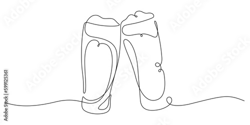 pint glass of beer celebratory toast in continuous line drawing illustration photo