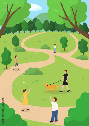 People taking a walk in the park.
