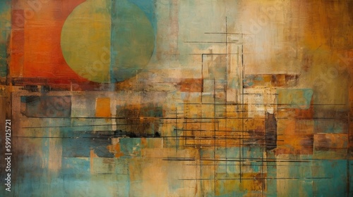 Abstract painting with earth colors. Generative AI