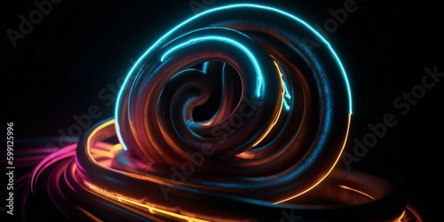a spiral of neon lights in the dark