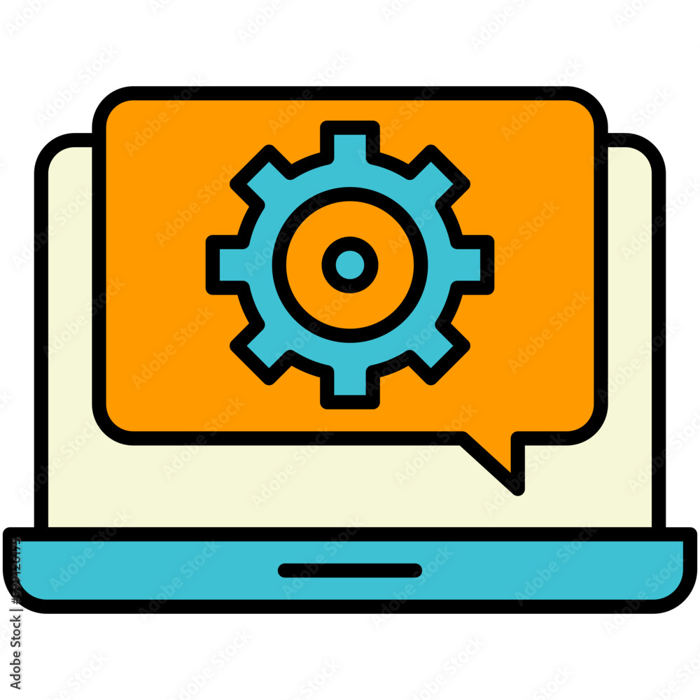 Computer gear Icon. Engineering Gear Symbol. Line Filled Icon Vector Stock Computer gear Icon. Engineering Gear Symbol. Line Filled Icon Vector Stock
