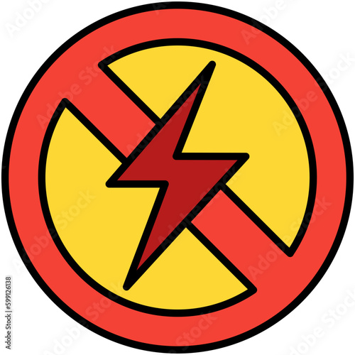 Electricity ban Icon. Power Outage Symbol. Line Filled Icon Vector Stock