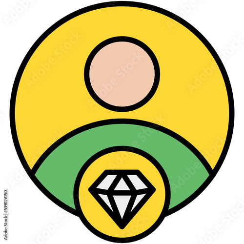 VIP Icon. Exclusive Special Member Symbol. Line Filled Icon Vector Stock