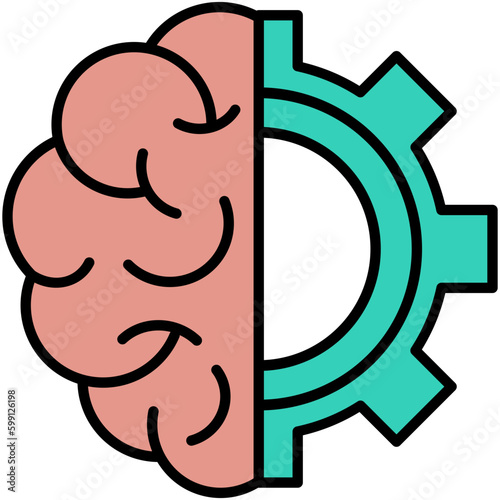 Innovation Icon. Gear Brain Symbol. Line Filled Icon Vector Stock