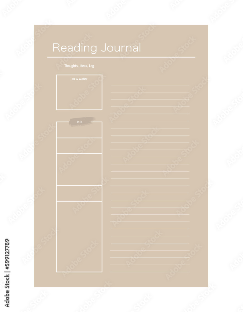 Reading Journal planner. Minimalist planner template set. Vector illustration. Reading Journal planner. Minimalist planner template set. Vector illustration.