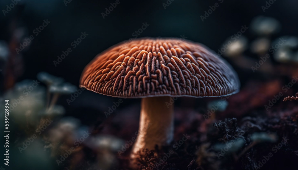 Edible mushroom cap, fresh and organic beauty generated by AI