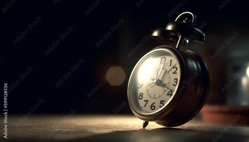 Old fashioned alarm clock rings, waking up urgency generated by AI Old fashioned alarm clock rings, waking up urgency generated by AI