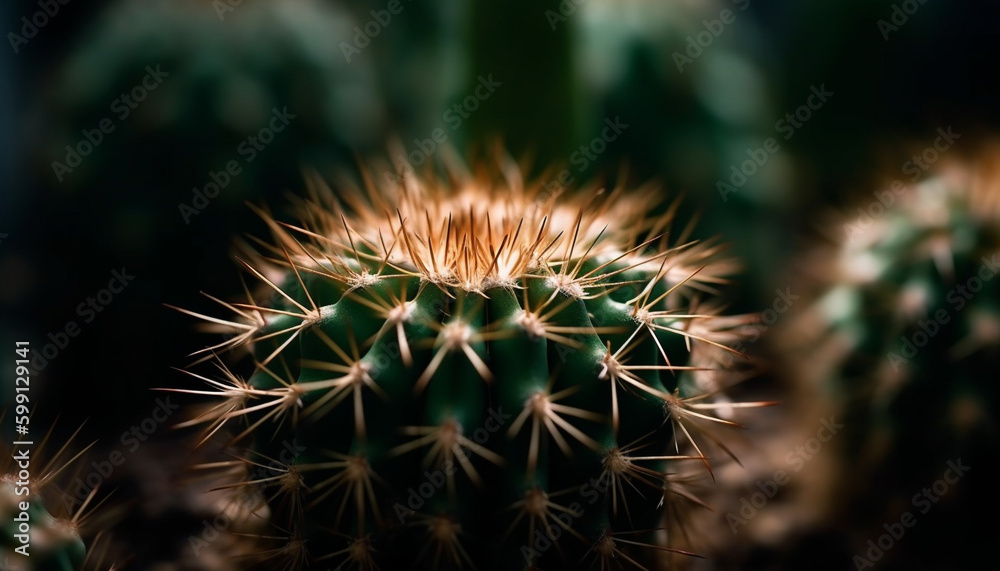Sharp thorns on succulent plant bring pain generated by AI