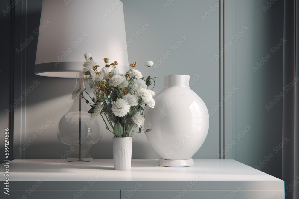 vase with flowers on table. Generative Ai vase with flowers on table. Generative Ai