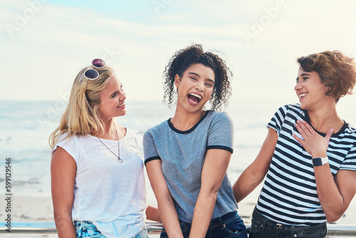 Every group of friends has the funny one. three friends spending the day together on a sunny day.