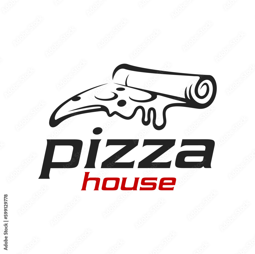 Pizza house icon, Italian restaurant or pizzeria fast food menu vector