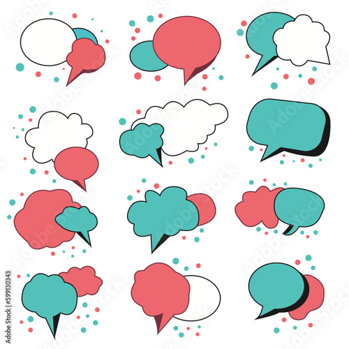 A set of speech bubbles with different shapes and colors.
