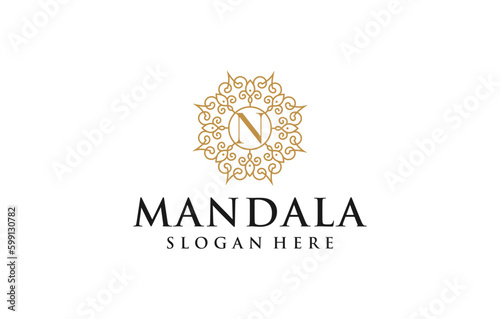 unique luxury mandala flower logo design