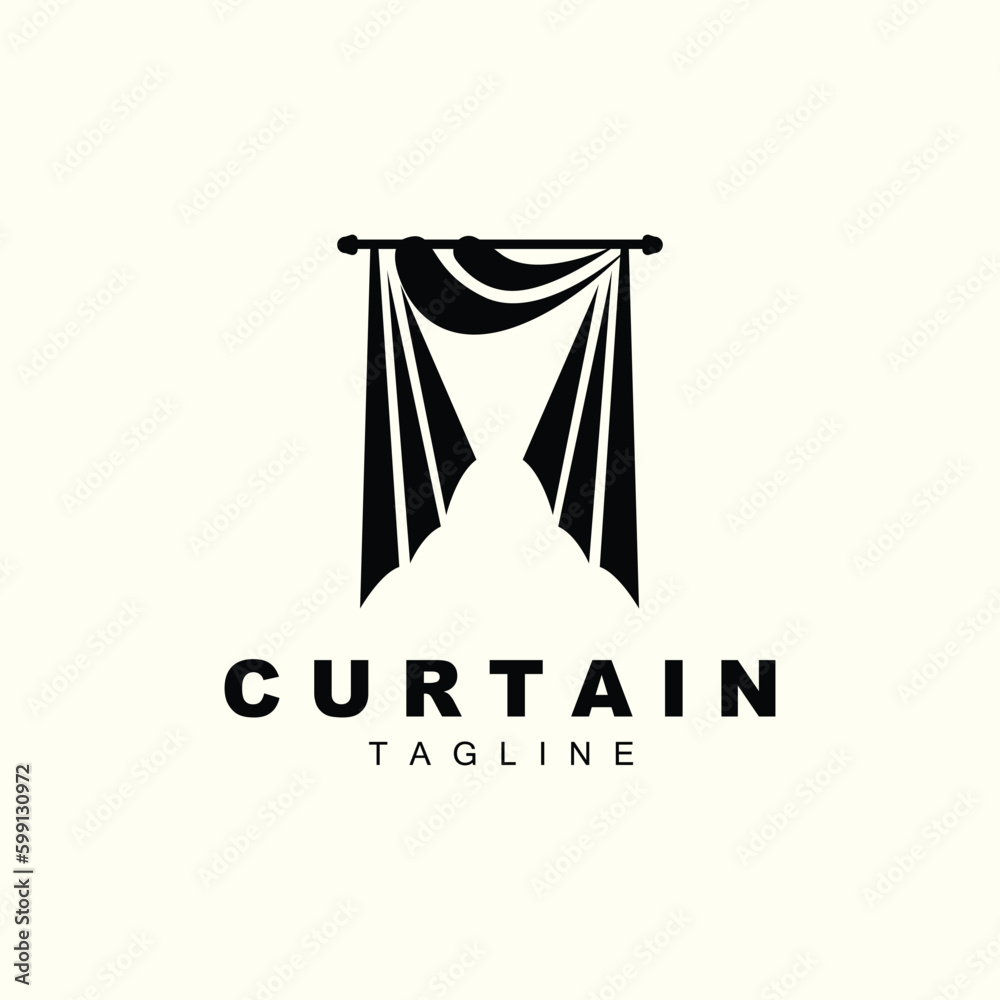 Home And Exhibition Curtain Logo Design, Building Decoration Vector Illustration Home And Exhibition Curtain Logo Design, Building Decoration Vector Illustration