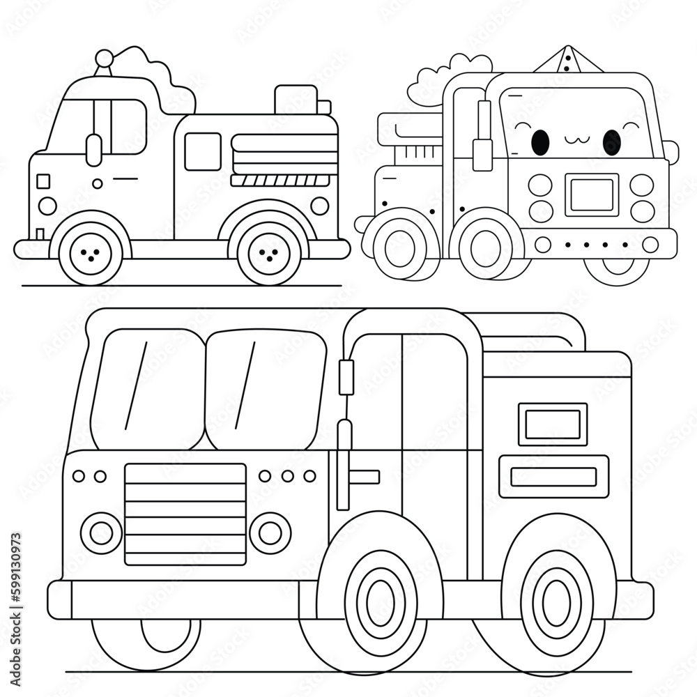 easy shapes transportation vehicles, coloring page for kids Stock ...