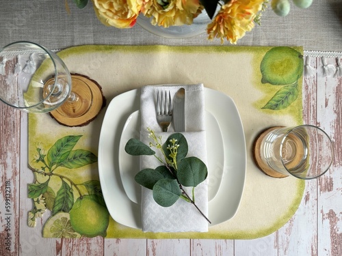 Lemon Bliss: Hand Painted Place Mat Brimming with Freshness photo