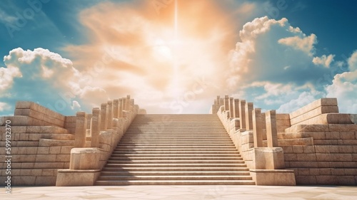 Fotografia Heaven's gates are reached via stairs., Generative AI