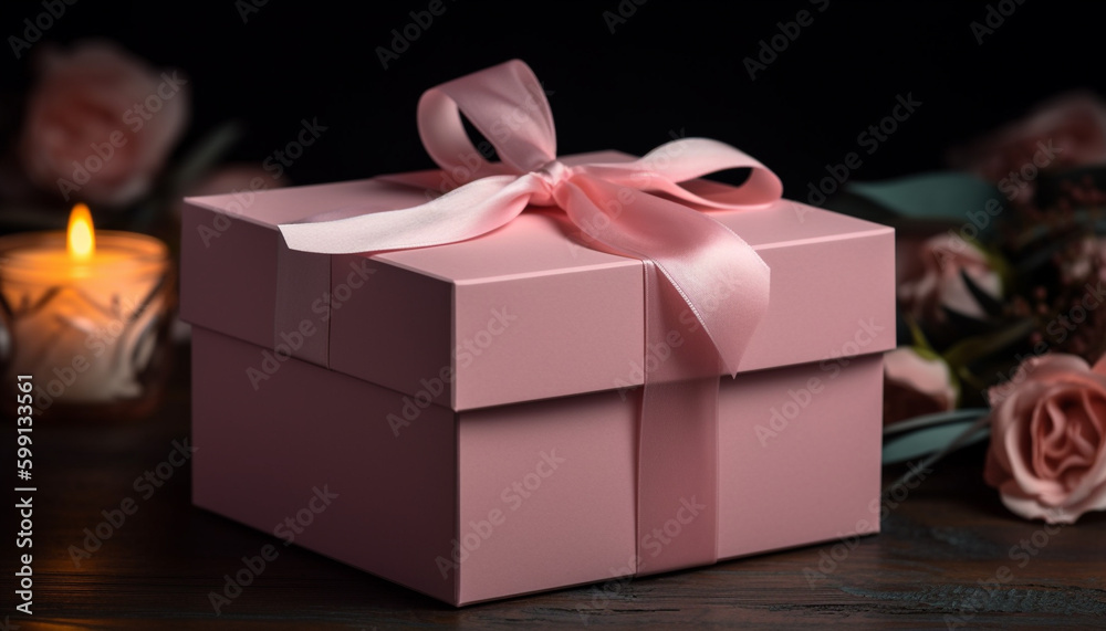 Romantic gift box wrapped in ornate paper generated by AI Romantic gift box wrapped in ornate paper generated by AI