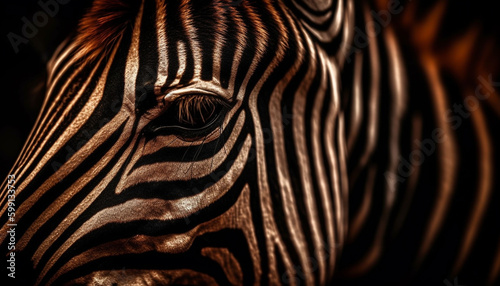 Zebra beauty in nature, striped elegance captured generated by AI