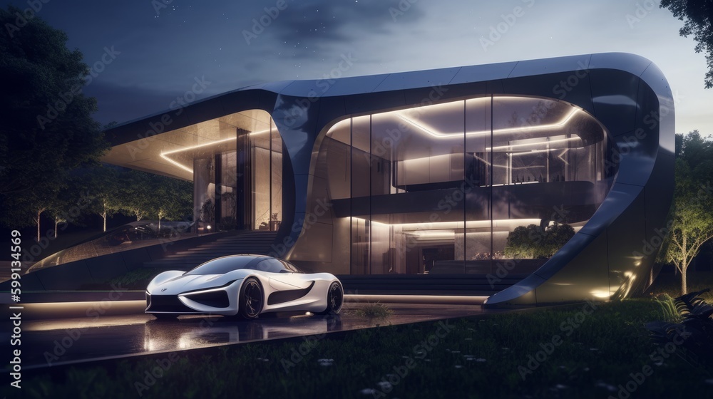 Experience the thrill of luxury travel with a sleek bright-light supercar and vintage limo, driving on scenic highways and city streets, Generative AI