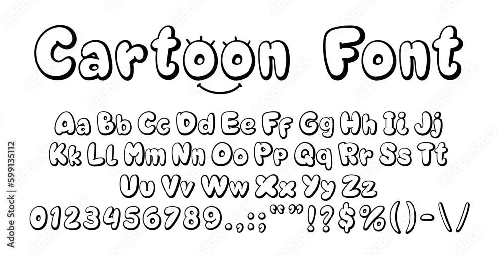 Comics bubble font or type, balloon typeface, fat alphabet. English ABC