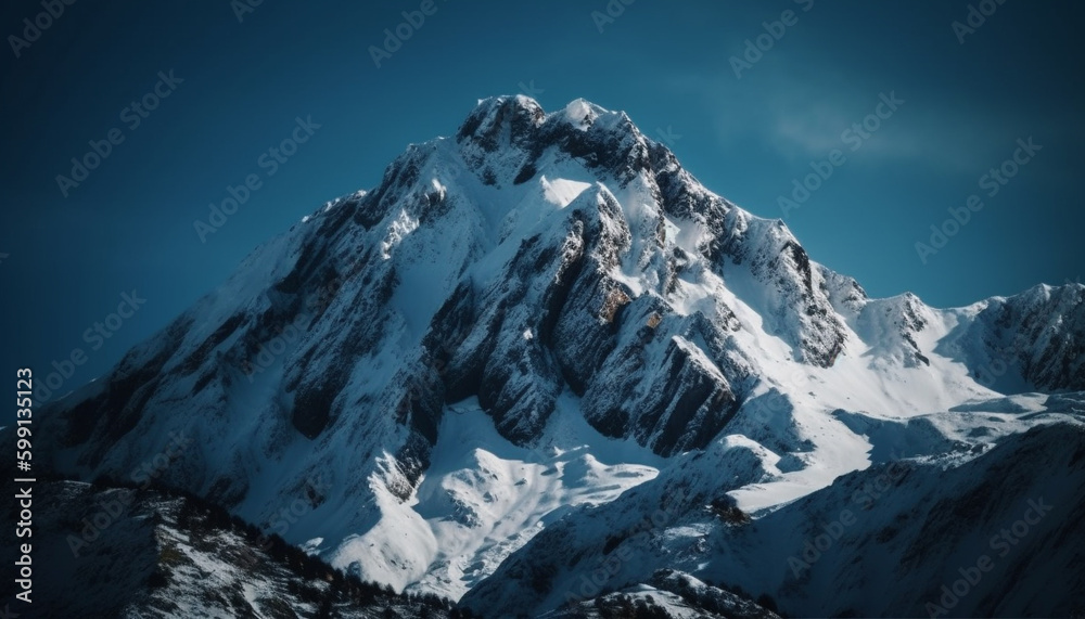 Obraz premium High up in the snowcapped mountain range generated by AI