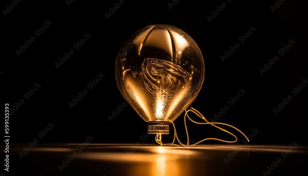 Electricity illuminates glowing filament, sparking imaginative invention generated by AI
