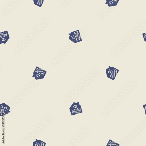 Masculine block print house vector pattern. Seamless sketchy city street organic style for rustic tile.  photo