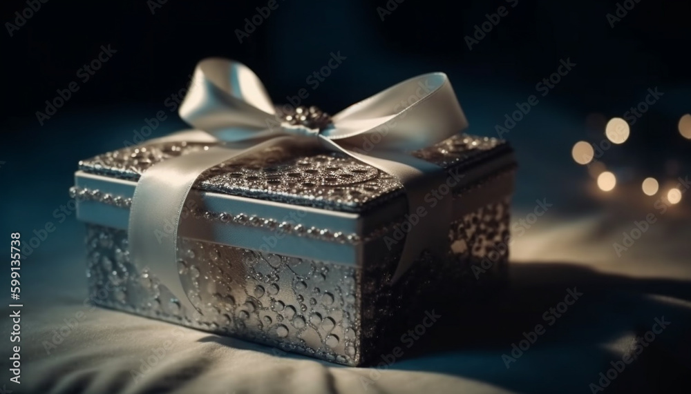 Shiny gift box wrapped in glittery paper generated by AI Shiny gift box wrapped in glittery paper generated by AI