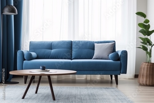interior background floor living room contemporary loft sofa cushion pillow copy space style decor. Generative AI.