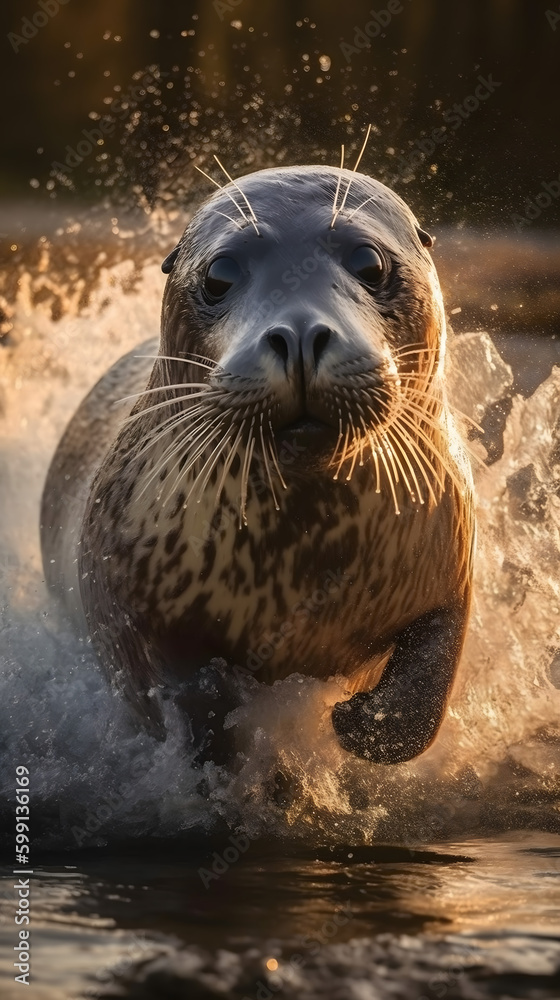 Obraz premium seal in water