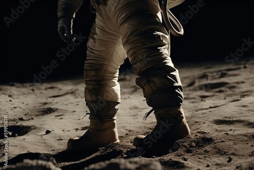 Fototapeta Astronaut Walking On Moon Backdrop Generative AI