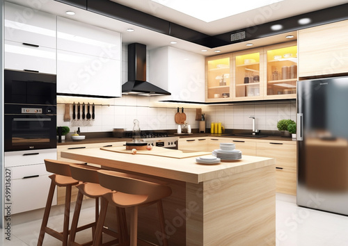 indoor or interior modern kitchen with Generative AI