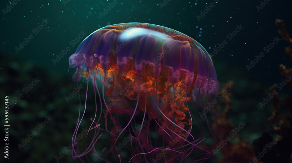 jelly fish under water. Generative Ai jelly fish under water. Generative Ai
