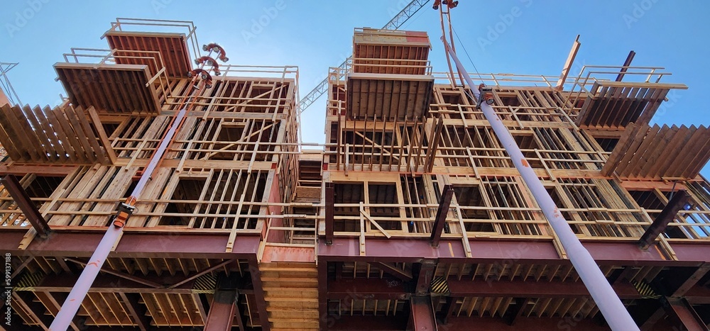 Construction framework with plywood Prior to completion Construction framework with plywood Prior to completion