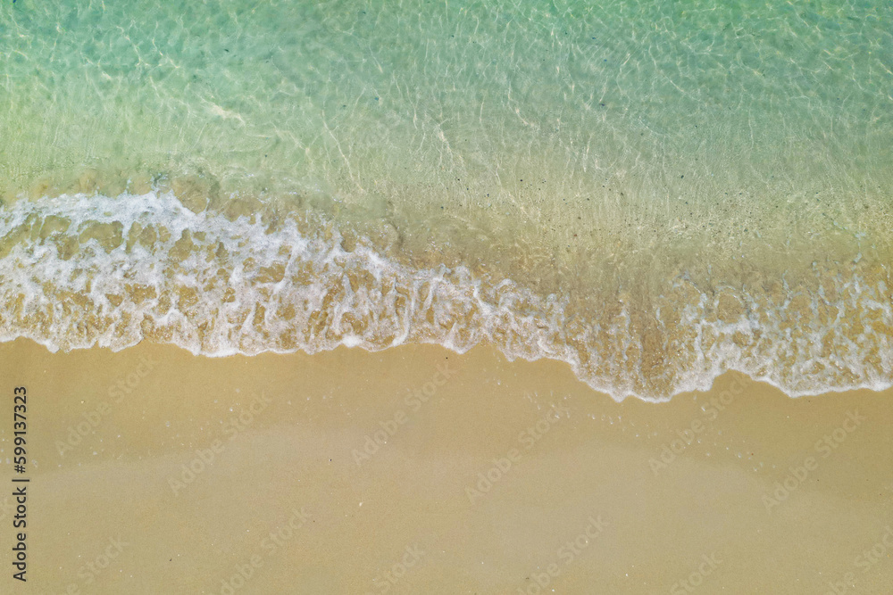 aerial view with drone ,of waves on tropical white sand beach aerial view with drone ,of waves on tropical white sand beach