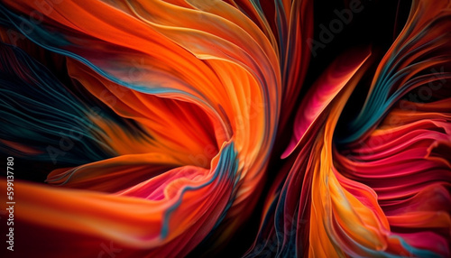 Vibrant colors flow in abstract wave pattern generated by AI