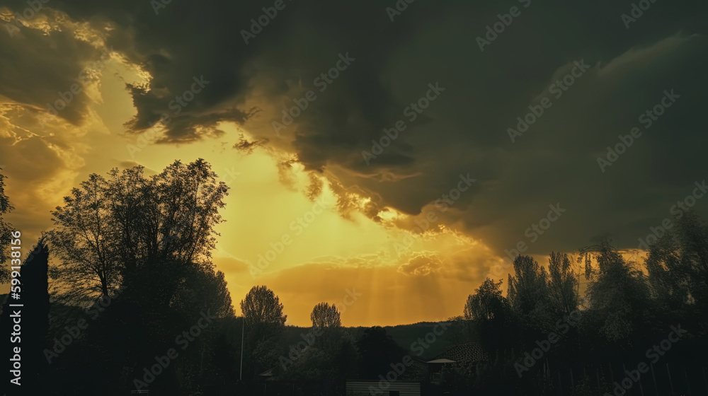 sunrise over the field. Generative Ai sunrise over the field. Generative Ai